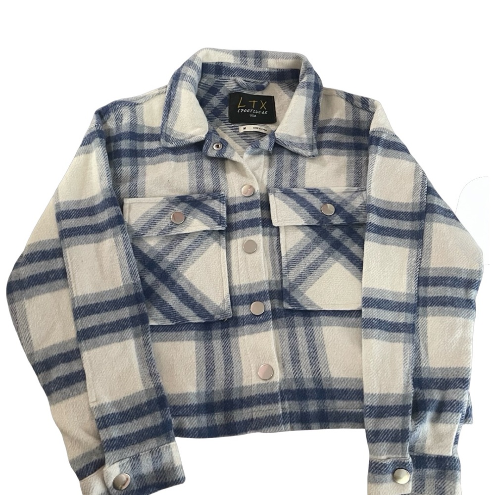 LTX Sportswear Plaid Shacket in Blue and White